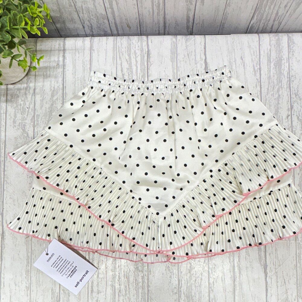 self-portrait Polka Dot Cream Mini Skirt girls Size 6 SS26-719SK-C